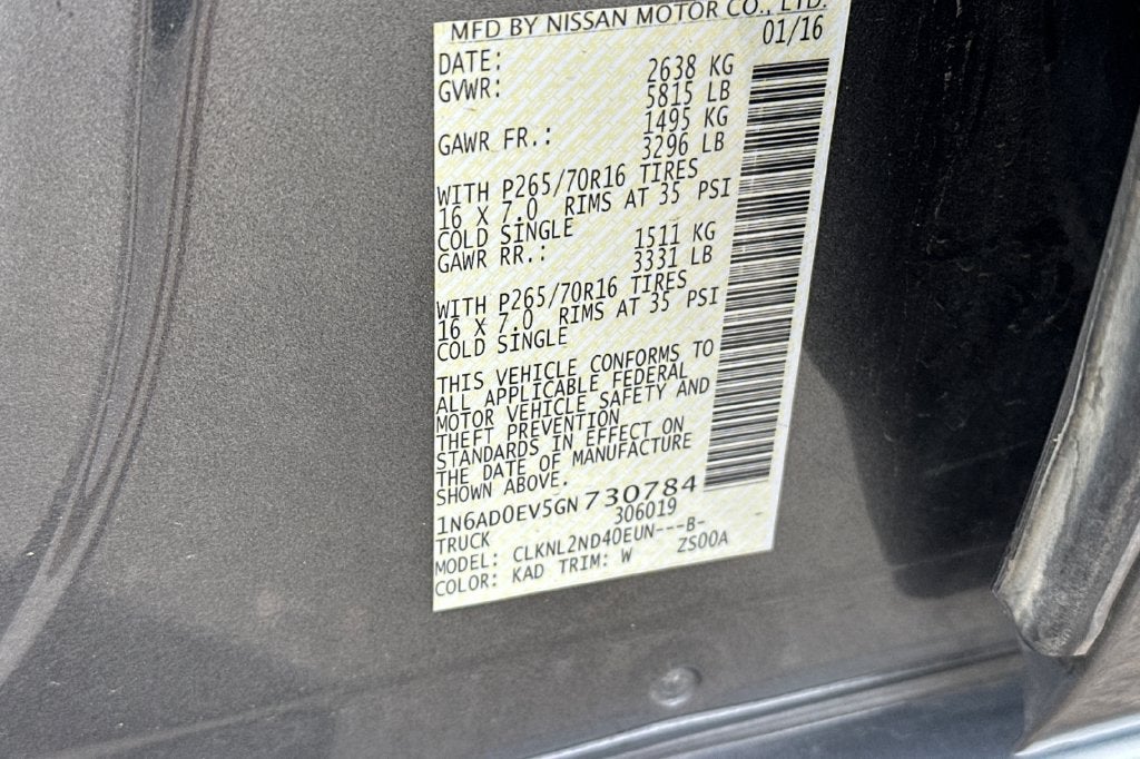 2016 Nissan Frontier SV