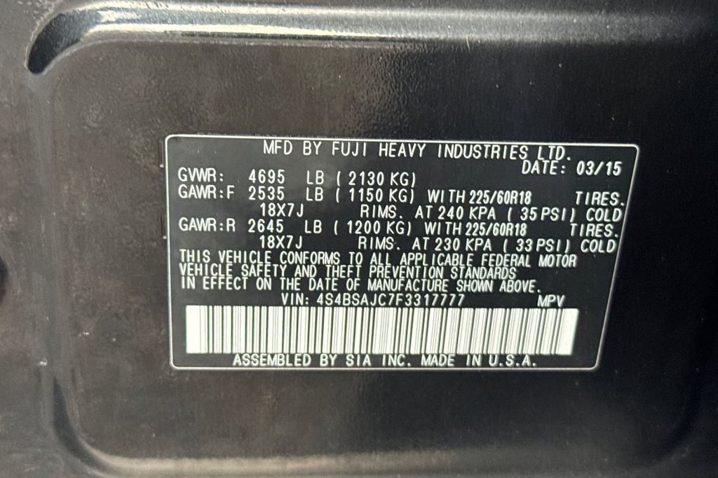 2015 Subaru Outback 2.5i Limited